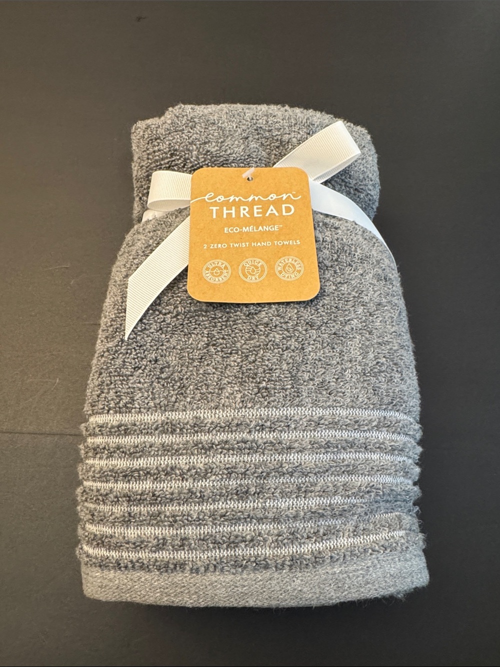 9pc COMMON THREAD Eco-Melange Quick Dry Zero Twist Bath Towel Set - Gray - Picture 5 of 10